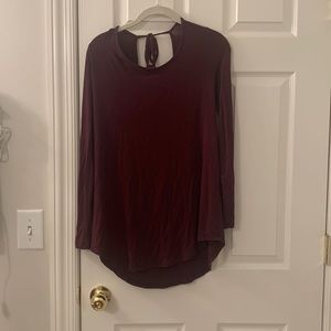 Long sleeve plush shirt with keyhole tie in back